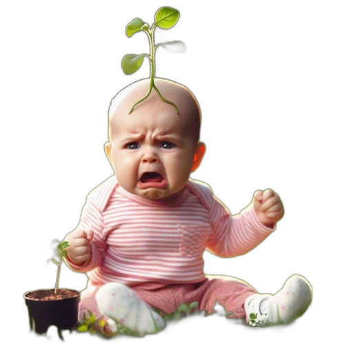 staff, photorealistic, baby, plant transparent PNG cut-out