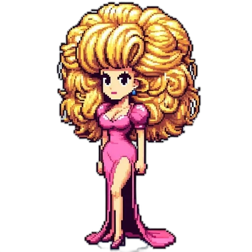 hair, dress, pixel art, cartoon transparent PNG cut-out