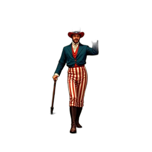 staff, hat, jacket, weapon transparent PNG cut-out