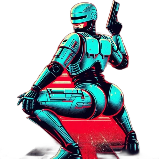 robot, concept art, cyberpunk, pixel art transparent PNG cut-out