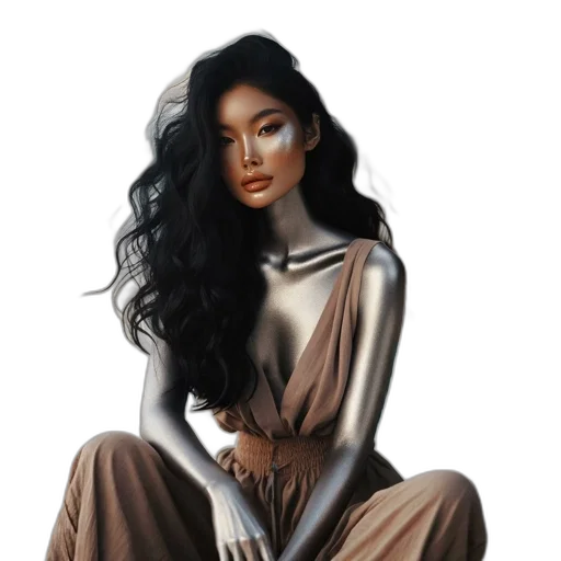 dress, hair, jewelry, fantasy art transparent PNG cut-out