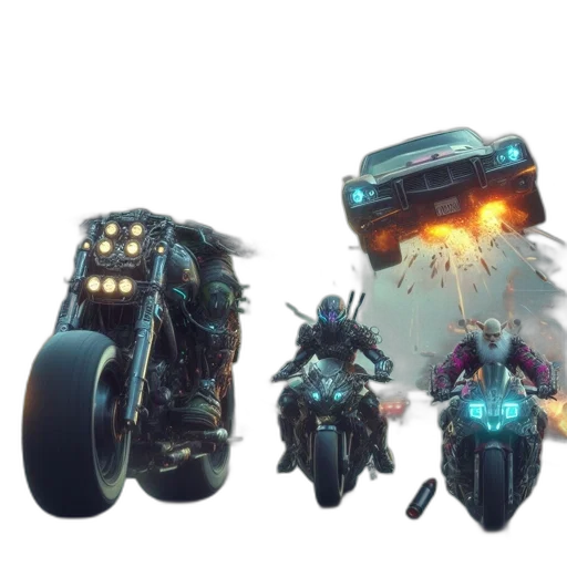 robot, weapon, car, mask transparent PNG cut-out