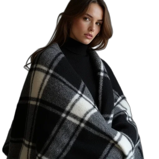 jacket, monochrome, woman, wearing transparent PNG cut-out
