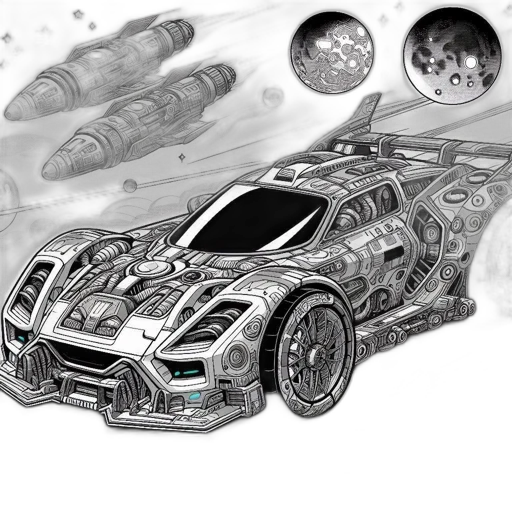 car, concept art, pencil sketch, photorealistic transparent PNG cut-out