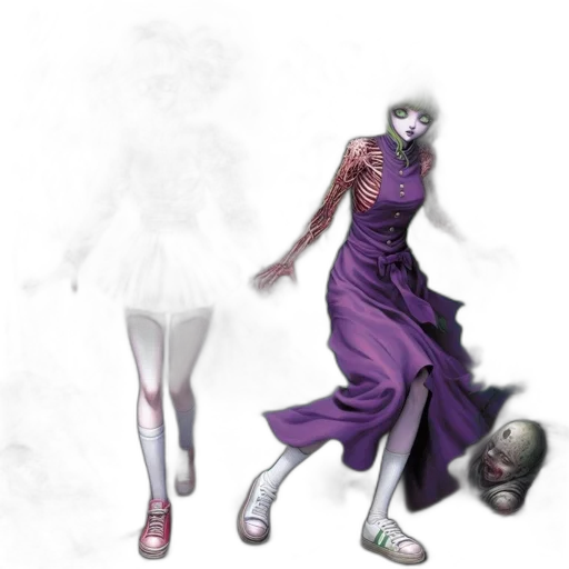dress, mask, creature, staff transparent PNG cut-out