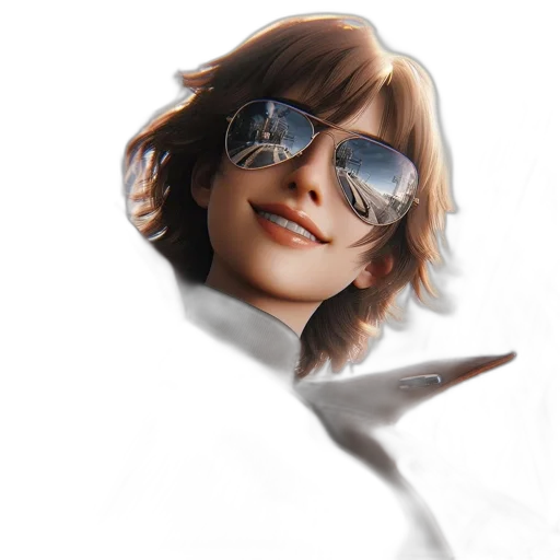 face, jacket, weapon, photorealistic transparent PNG cut-out