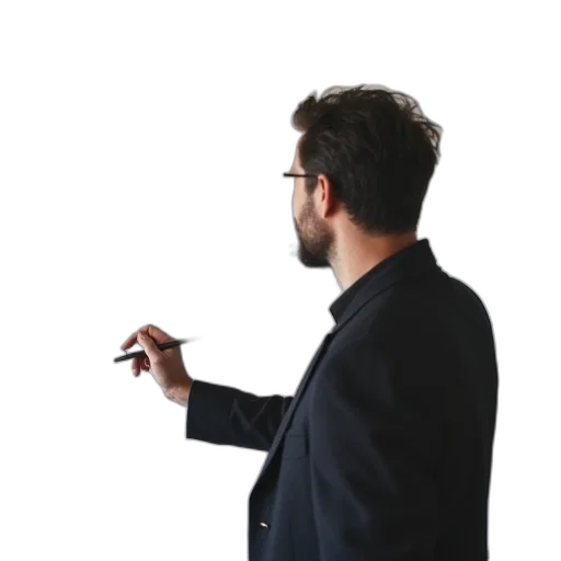 staff, jacket, face, hair transparent PNG cut-out