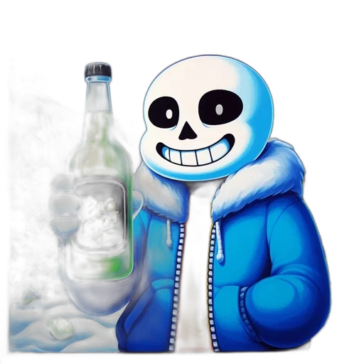 bottle, jacket, face, pixel art transparent PNG cut-out