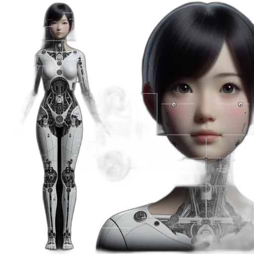 robot, concept art, 3d render, cyberpunk transparent PNG cut-out