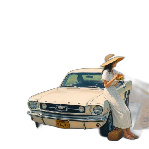 car, hat, dress, concept art transparent PNG cut-out