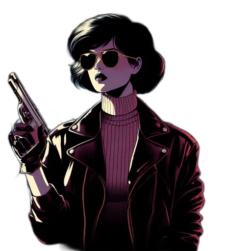 jacket, weapon, staff, comic book art transparent PNG cut-out