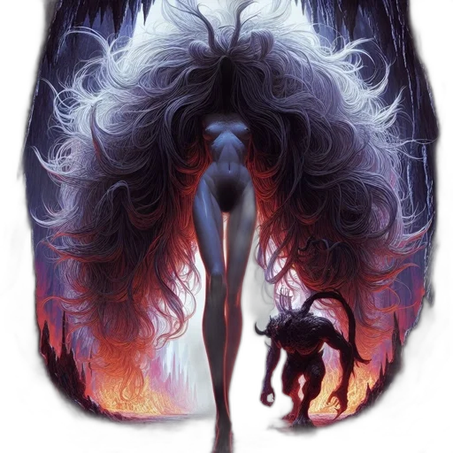 creature, jacket, dress, hair transparent PNG cut-out
