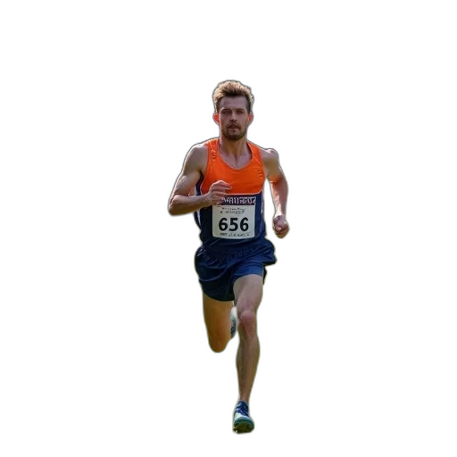 male, runner, sprinting, across transparent PNG cut-out