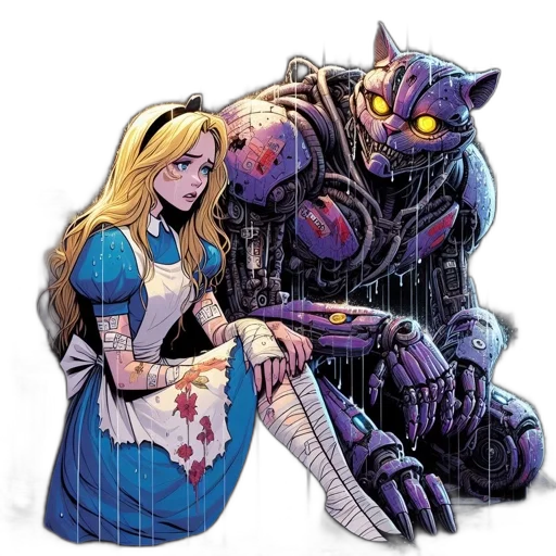 robot, dress, comic book art, concept art transparent PNG cut-out