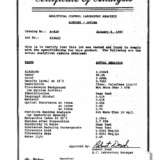 certificate, analysis, acetone, january transparent PNG cut-out