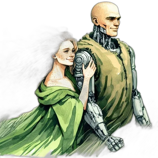 robot, dress, concept art, comic book art transparent PNG cut-out