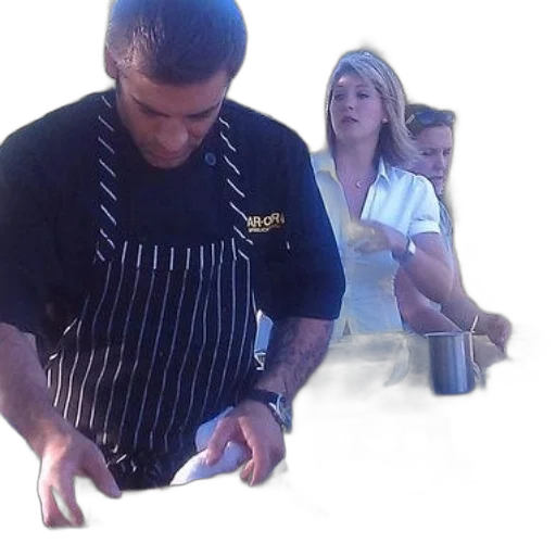 staff, man, striped, apron transparent PNG cut-out