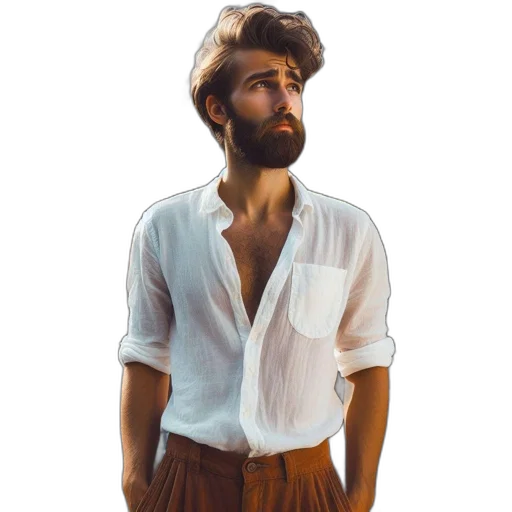 jacket, hair, face, staff transparent PNG cut-out