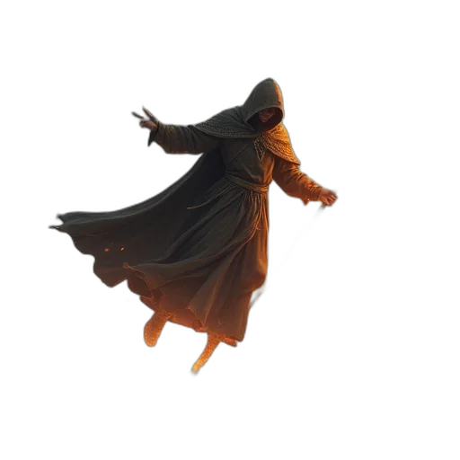 dress, creature, mask, staff transparent PNG cut-out