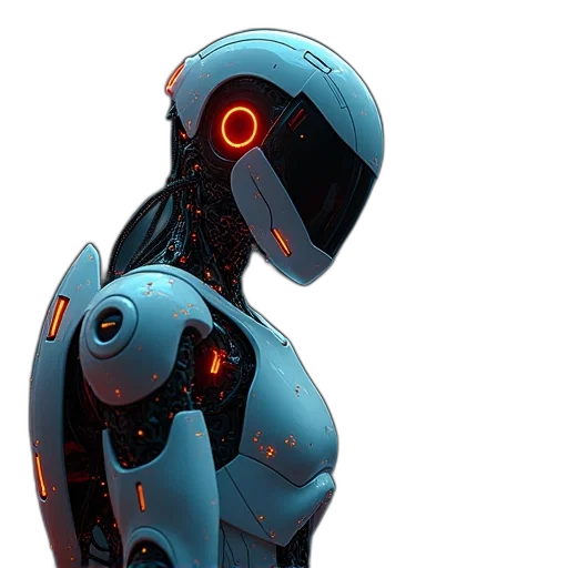 robot, concept art, cyberpunk, 3d render transparent PNG cut-out