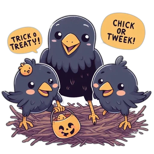 three, birds, surround, pumpkin transparent PNG cut-out