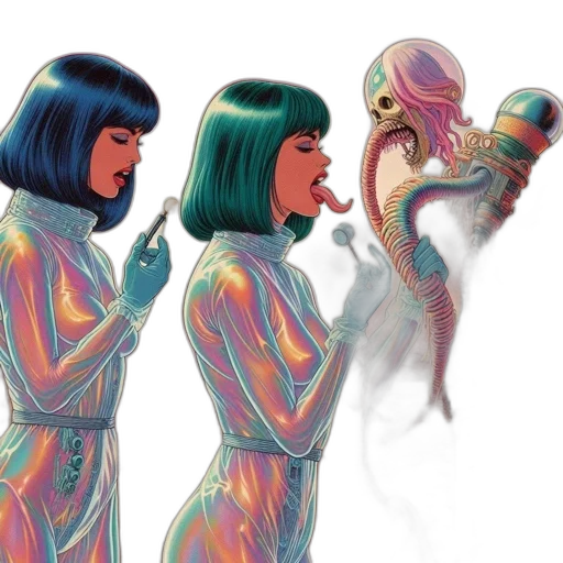 concept art, comic book art, vaporwave, watercolor transparent PNG cut-out