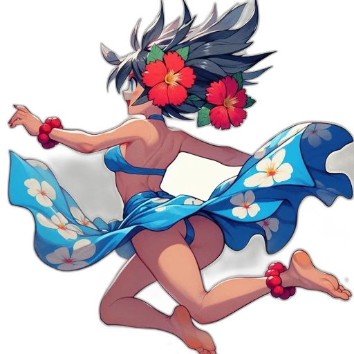 dress, flower, staff, concept art transparent PNG cut-out