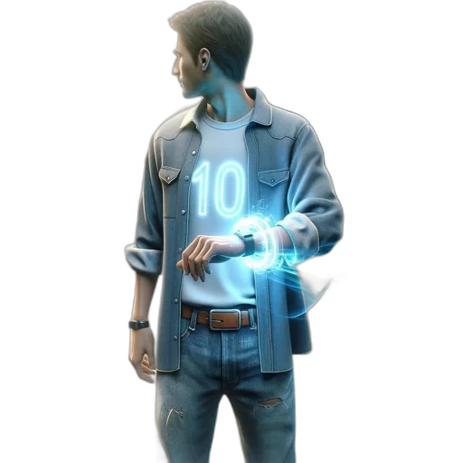 jacket, staff, robot, weapon transparent PNG cut-out