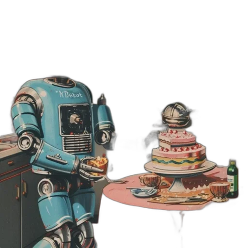 robot, food, concept art, 3d render transparent PNG cut-out