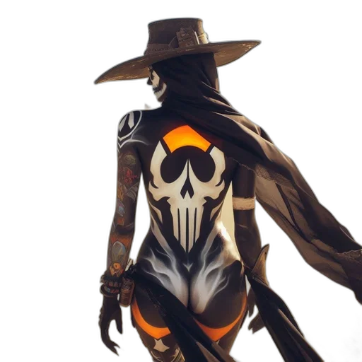mask, jacket, staff, hat transparent PNG cut-out