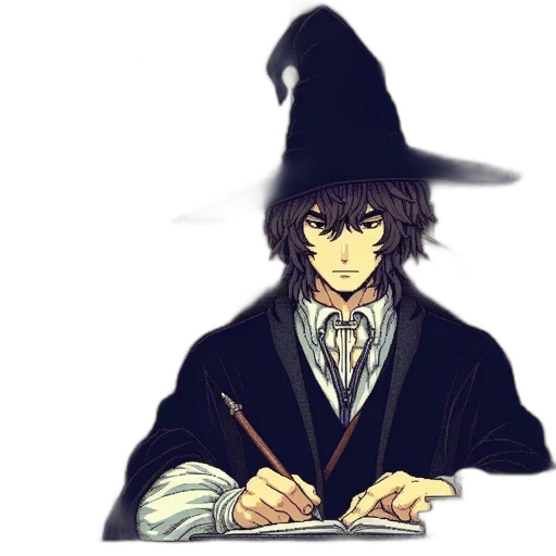 hat, staff, fantasy art, pixel art transparent PNG cut-out