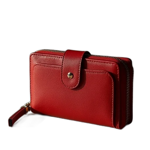 red, tory, slim, wallet transparent PNG cut-out