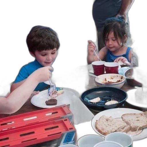 food, photorealistic, group, children transparent PNG cut-out