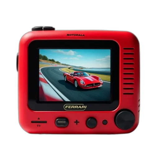 car, red, retro-style, digital transparent PNG cut-out