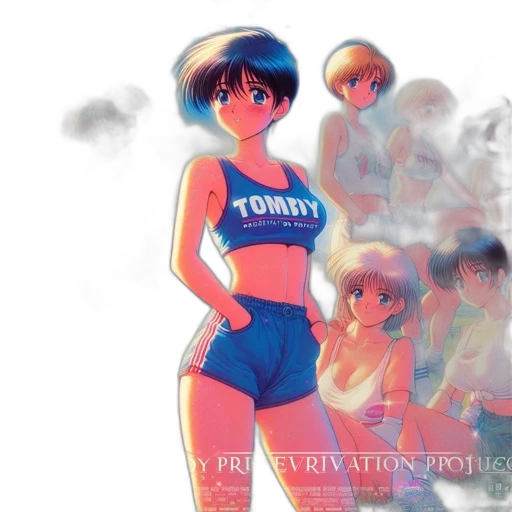 vaporwave, anime, concept art, cartoon transparent PNG cut-out