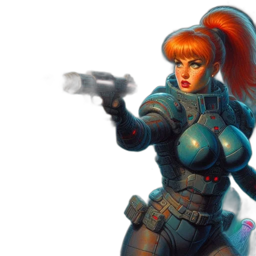 weapon, concept art, cyberpunk, comic book art transparent PNG cut-out