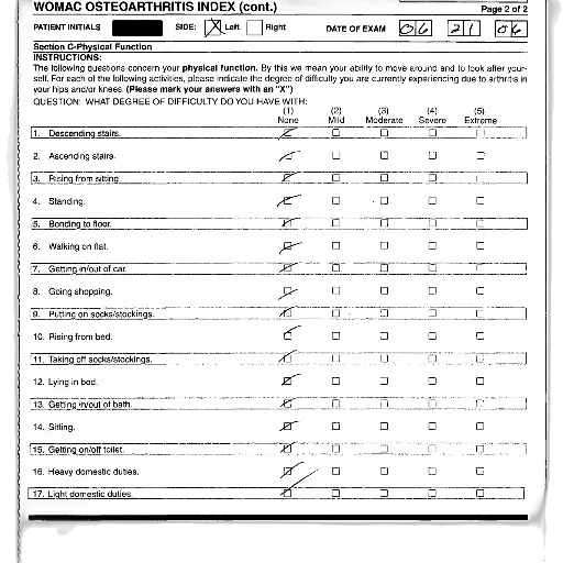 womac, osteoarthritis, index, form transparent PNG cut-out