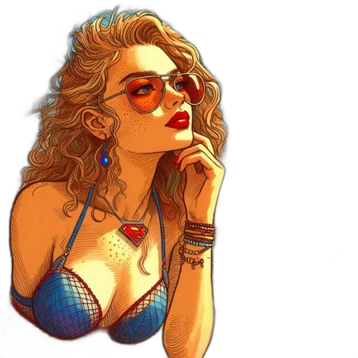 jewelry, dress, face, comic book art transparent PNG cut-out