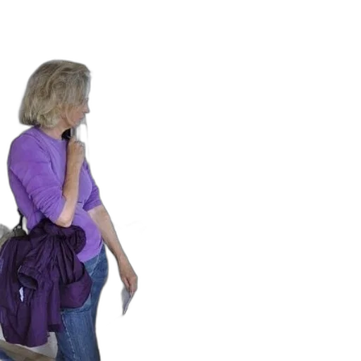 jacket, staff, woman, purple transparent PNG cut-out