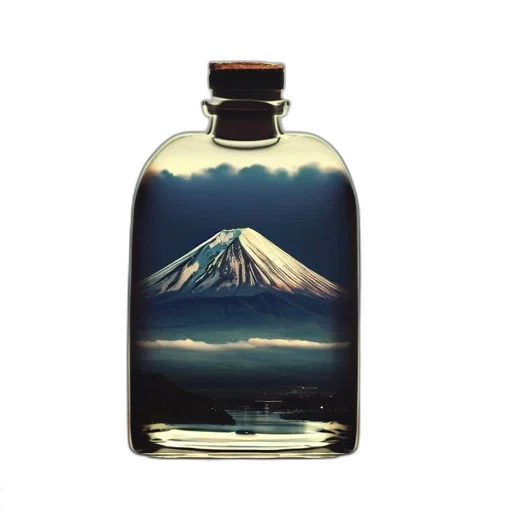 bottle, dress, photorealistic, vaporwave transparent PNG cut-out