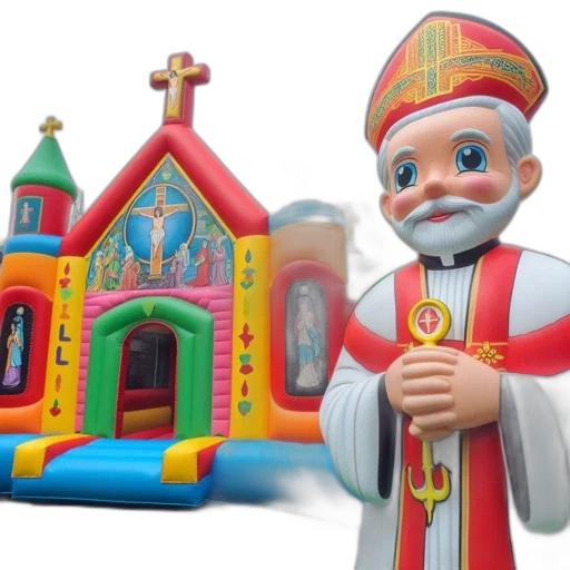 3d render, inflatable, castle, vibrant transparent PNG cut-out