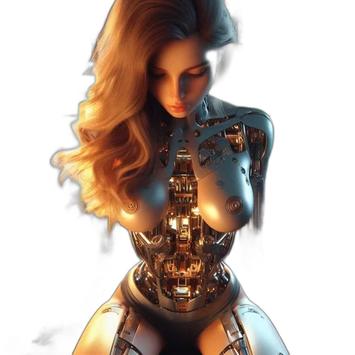 robot, dress, weapon, cyberpunk transparent PNG cut-out