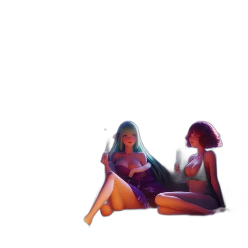 dress, umbrella, hair, vaporwave transparent PNG cut-out