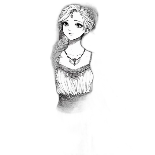 dress, crown, jewelry, staff transparent PNG cut-out