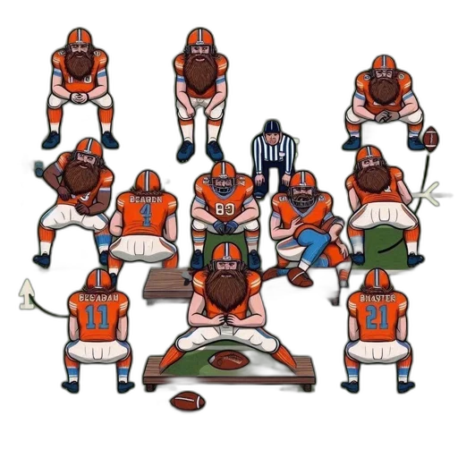 concept art, group, football, players transparent PNG cut-out