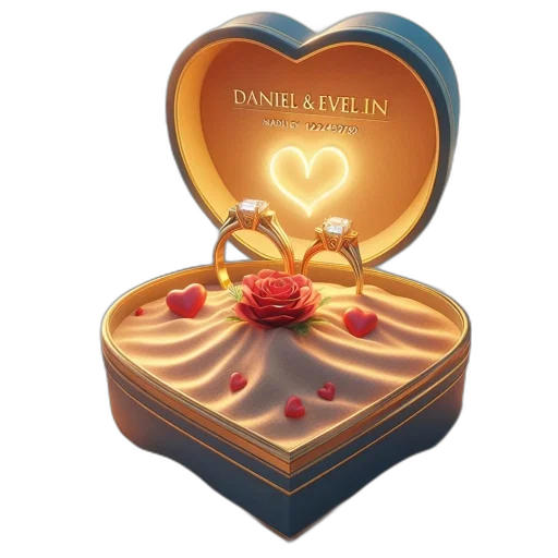 jewelry, 3d render, heart-shaped, box transparent PNG cut-out