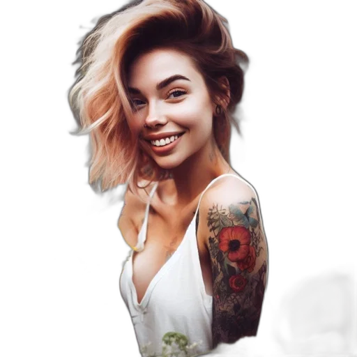 dress, jewelry, hair, face transparent PNG cut-out