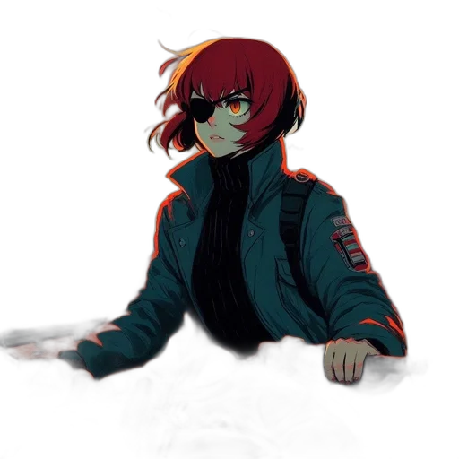 jacket, creature, staff, robot transparent PNG cut-out