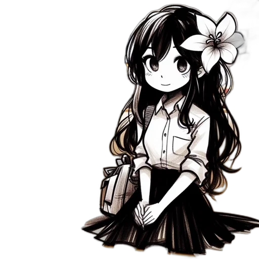 dress, flower, staff, face transparent PNG cut-out