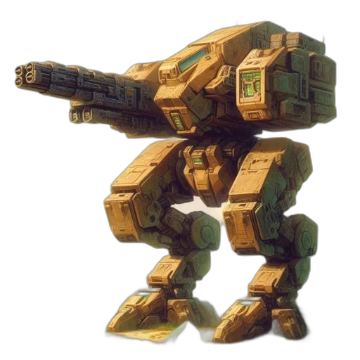 robot, weapon, concept art, 3d render transparent PNG cut-out